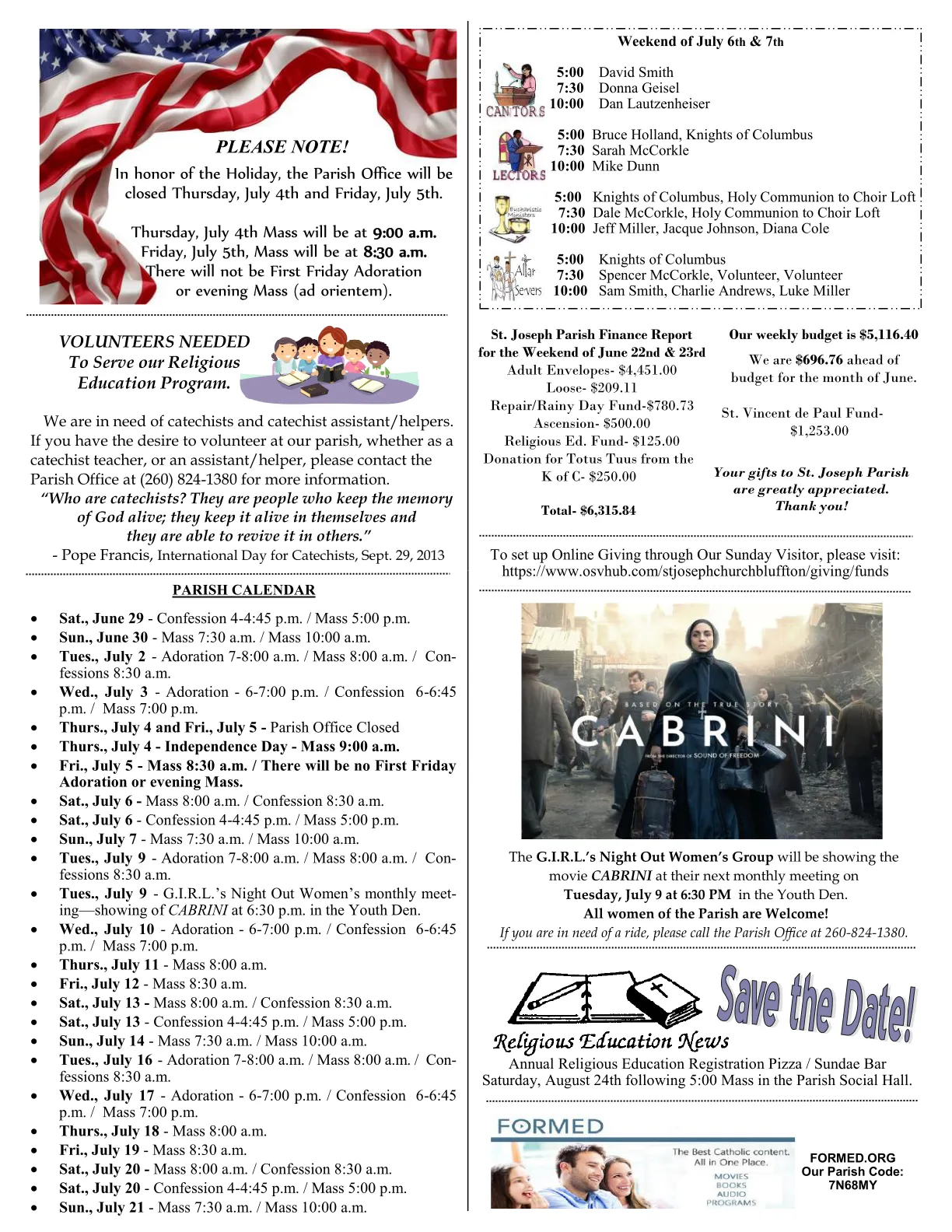 Parish Bulletins | Saint Joseph Catholic Church